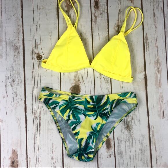 Zaful Yellow Palm Leaf Bikini Small - Picture 3 of 5